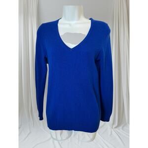 Charter Club Luxury 100% Cashmere V-Neck Sweater Blue Women’s Small Soft Knit
